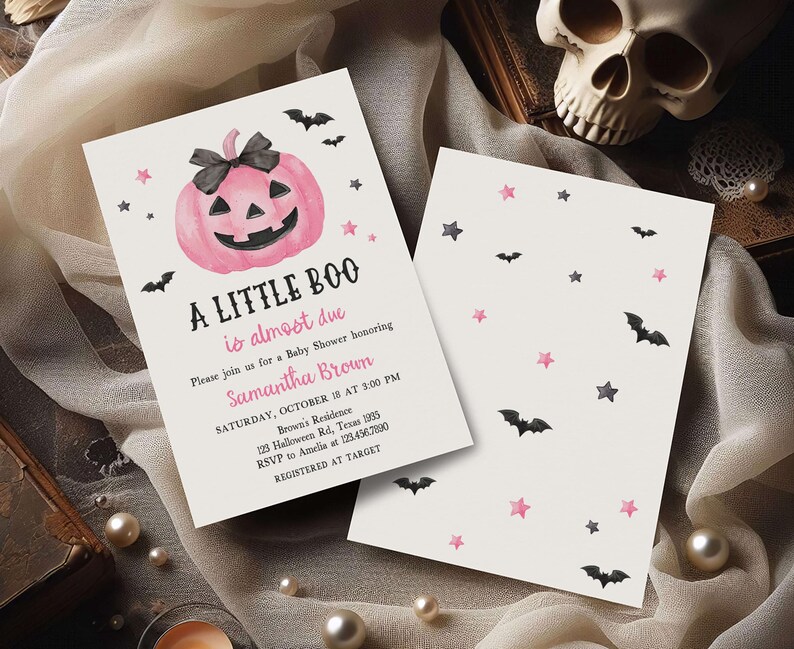 Pink Minimalist A Little Boo Invite