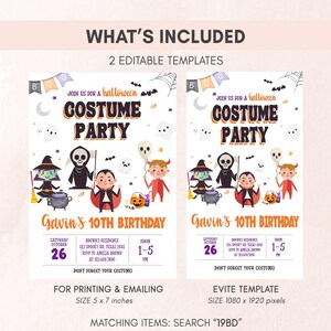 Halloween Birthday Invitation Set
