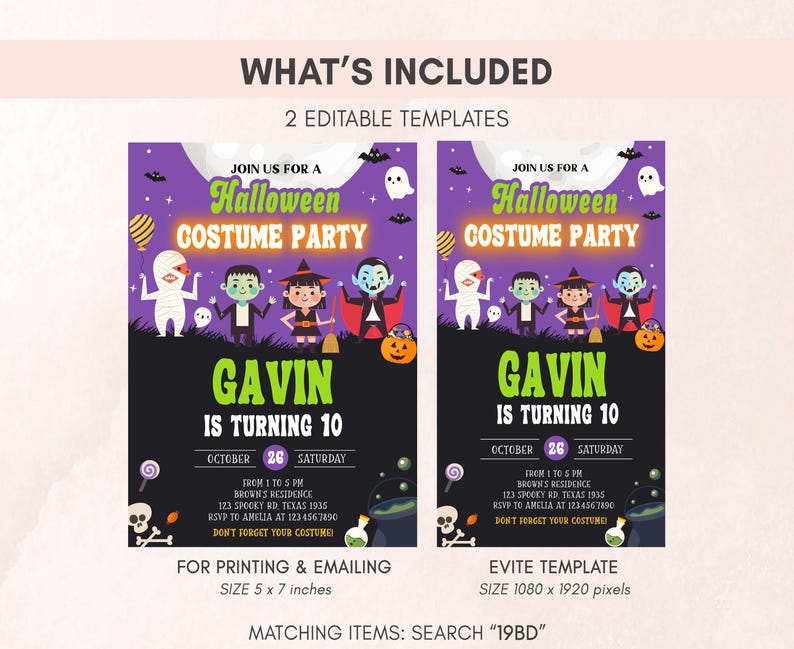Costume Party Invitation Set
