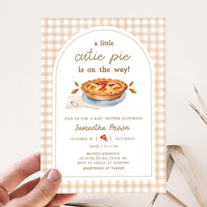 Editable Cutie Pie Baby Shower Invitation, Little Cutie Pie Fall Baby Shower Invite, Autumn Pumpkin Baby Shower Invitation Template, 0959