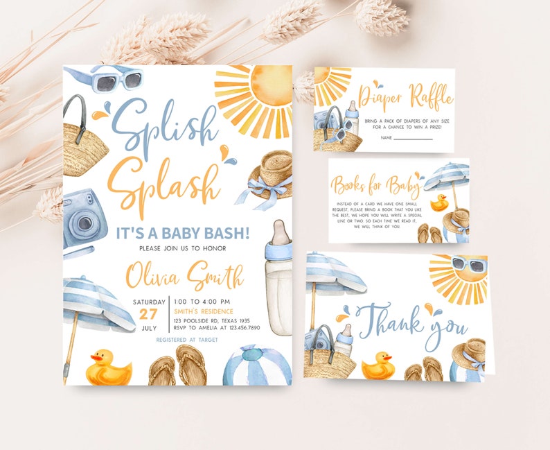 Boy Beach Invitation Set