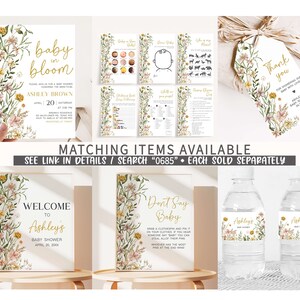 Editable Baby in Bloom Garden Baby Shower Games Bundle, Wildflower Spring Baby Shower Game Pack, Baby in Bloom Floral Baby Shower Game, 0685 image 2
