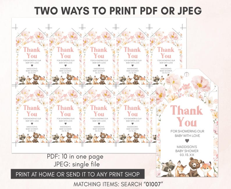 two ways to print a thank card for a baby shower