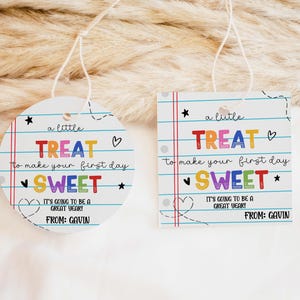 Bearbeitbarer Back to School Geschenkanhänger, kleine Belohnung für Ihren ersten Tag, süßer Geschenkanhänger für Klassenkameraden, Regenbogen Kindergarten Anhänger 95SE