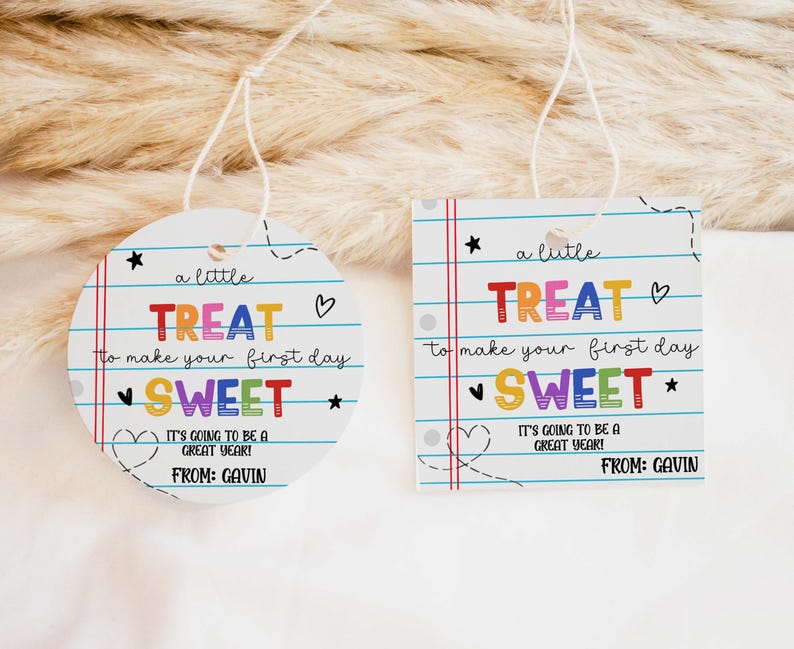 a couple of tags that are on a bed
