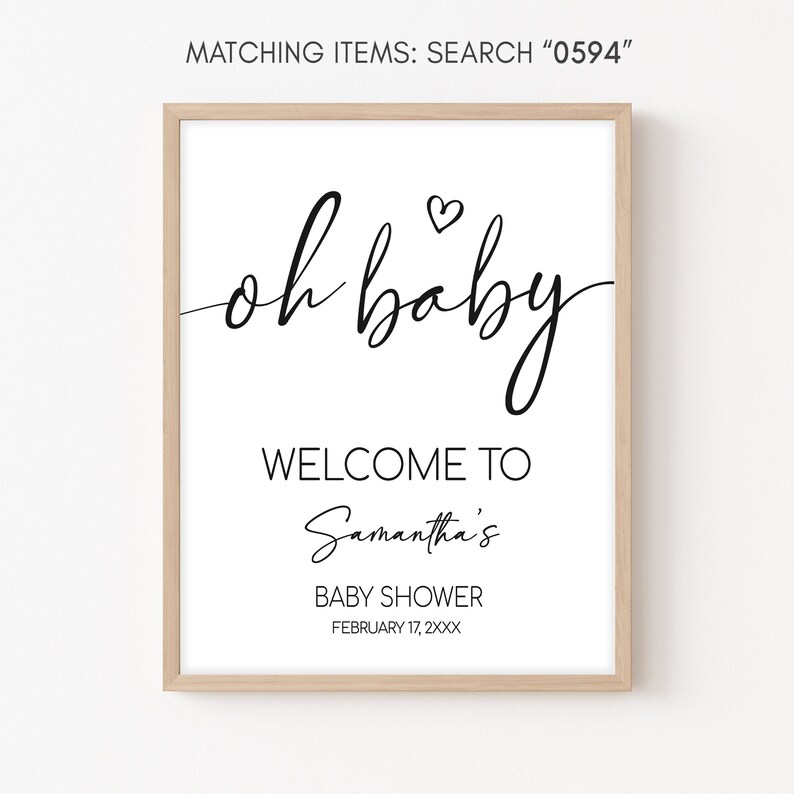 Placa de boas-vindas minimalista editável para chá de bebê Oh Baby, pôster de boas-vindas minimalista neutro de gênero para chá de bebê, placa moderna para chá de bebê, 0594 imagem 3