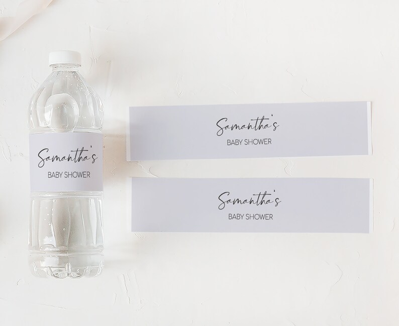 Bearbeitbares minimalistisches Babypartyflaschenetikett, modernes Boho-Babyparty-Wasseretikett, geschlechtsneutraler Wasserflaschenaufkleber, 0647 Bild 3