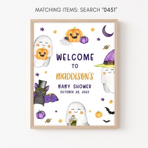 Editable A Little Boo Baby Shower Welcome Sign, Gender Neutral Halloween Baby Shower Welcome Poster, Ghost Baby Shower Welcome Decor 0451 image 4