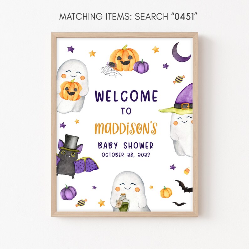Editable A Little Boo Baby Shower Welcome Sign, Gender Neutral Halloween Baby Shower Welcome Poster, Ghost Baby Shower Welcome Decor 0451 image 4