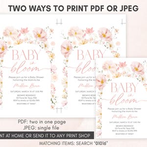 two baby shower cards with pink flowers on them