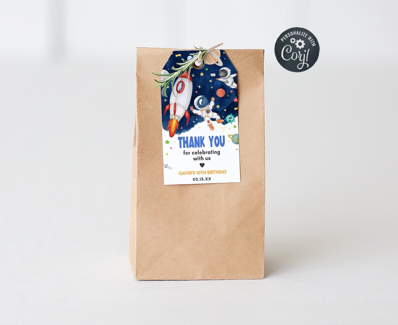 Astronaut Outer Space Birthday Favor Tags