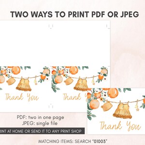 Orange Baby Shower Thank you Card