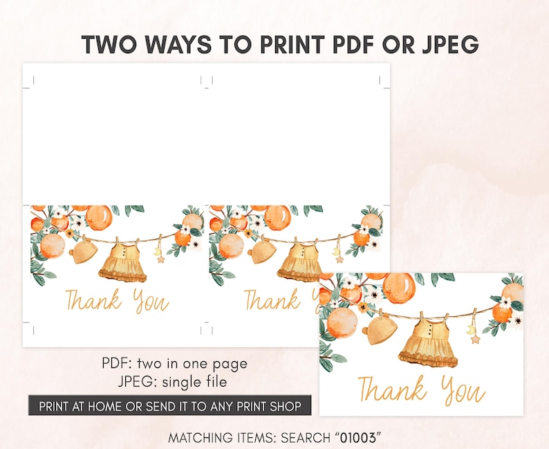 Orange Baby Shower Thank you Card