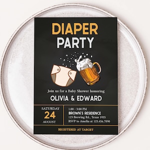 Editable Dad Baby Shower Invitation, Beer and Diaper Party Baby Shower Invite, Beer And Diaper Party, Brewing Baby Shower Invite, 0804