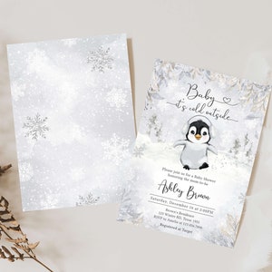 Bearbeitbare Winter Pinguin-Babyparty-Einladung, Gender Neutral Pinguin-Babyparty-Einladung, Baby Es ist kalt draußen Babyparty-Einladung, 0537 Bild 2