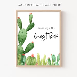 Cactus Baby Shower Guest Book Sign, Succulente Baby Shower Guestbook Sign, Rustic Baby Shower Sign, Cactus Decorazione Modello stampabile 0188