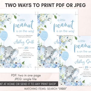 Baby Boy Elephant Invitation Template