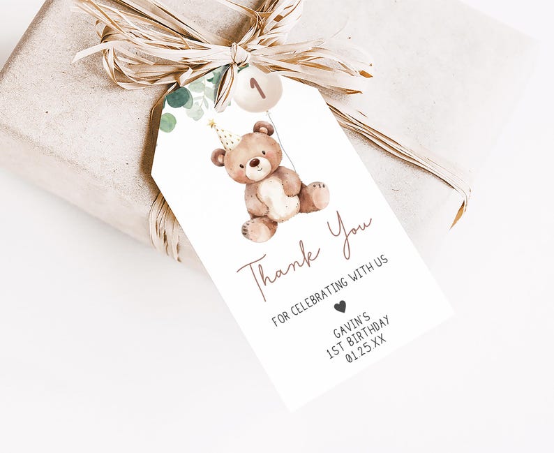 Teddy Bear Birthday Favor Tag