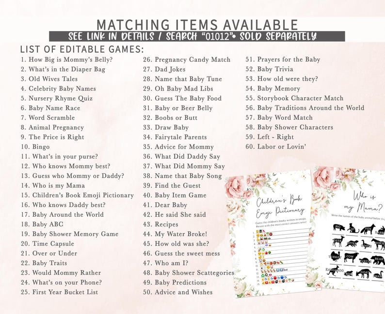 a list of items for a baby shower
