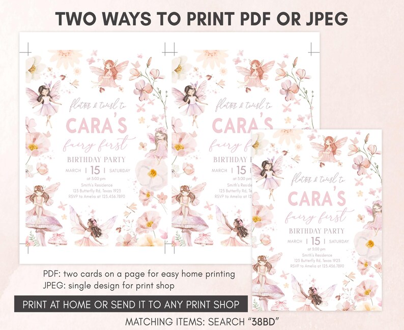 Fairy Birthday Party Invitation Template