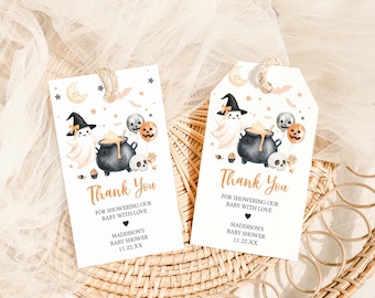 Editable A Little Boo is Almost Due Baby Shower Favor Tag, Spooky Ghost Baby Shower Gift Tag, Gender Neutral Halloween Baby Shower Tag 01149