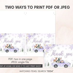 Editable Purple Winter Woodland Baby Shower Invitation Bundle, Girl Woodland Winter Baby Shower Invite Set, Girl Baby It's Cold Outside 0534 image 7