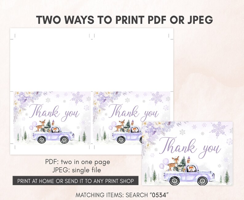 Editable Purple Winter Woodland Baby Shower Invitation Bundle, Girl Woodland Winter Baby Shower Invite Set, Girl Baby It's Cold Outside 0534 image 7