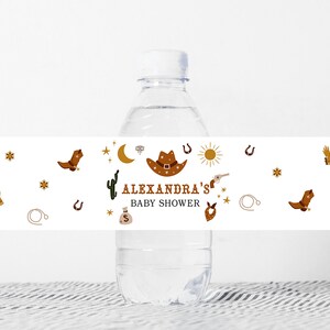 Editable Wild West Baby Shower Water Bottle Labels, Cowboy Baby Shower Bottle Label, Western Theme Country Baby Shower Water Label Boho 0183