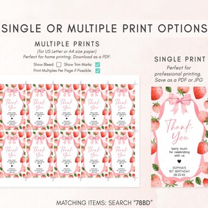 a pink strawberry themed printable for a wedding or bridal party