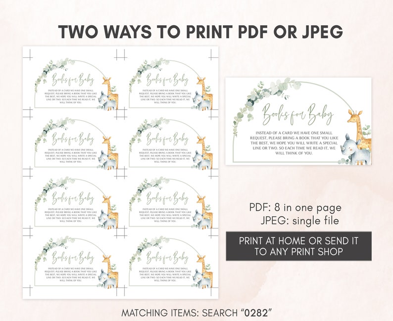 Editable Jungle Baby Shower Invitation Set, Safari Baby Shower Invite Pack Gender Neutral Jungle Animals Invitation Printable Template 0282 image 4