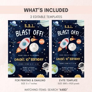 Outer Space Birthday Invitation Set