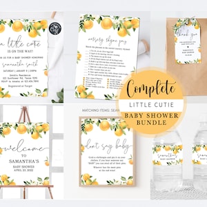 A Little Cutie Baby Shower Bundle, Clementine Baby Shower Bundle, Little Cutie Ist auf dem Weg zur Babyparty Orange Theme Gender Neutral 0172