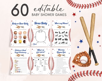Editable Baseball Baby Shower Games Bundle, Sports Boy Baby Shower Game Pack, A Little Slugger Is On The Way Baby Shower Game Template, 0769