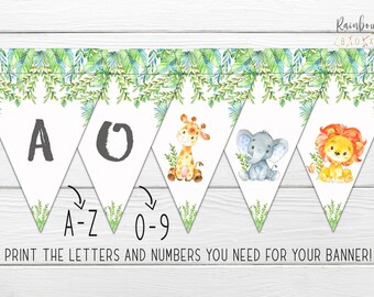 Printable Safari Baby Shower Bunting Banner, Jungle Safari, Safari Animals Banner, Boy Baby Shower, Printable, Instant Download BSL 96