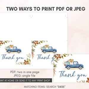 Editable Blue Pumpkin Pickup Truck Baby Shower Invitation Bundle, Fall Baby Shower Invite Set, Boy Autumn Baby Shower Invitation Pack 0435 image 7