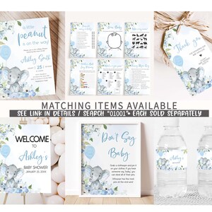 a set of baby shower items including a bottle of water
