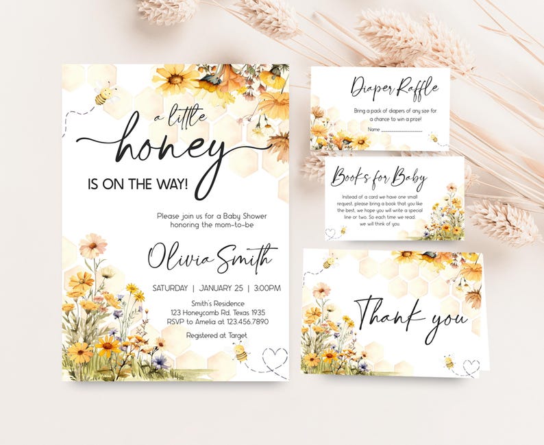 a set of three wedding stationery cards with watercolor flowers