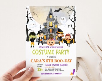 Editable Spooktacular Party Invitation, Halloween Birthday Invitation, Kids Costume Party Invite, Cute Halloween Invite, Spooky Invite, 22BD