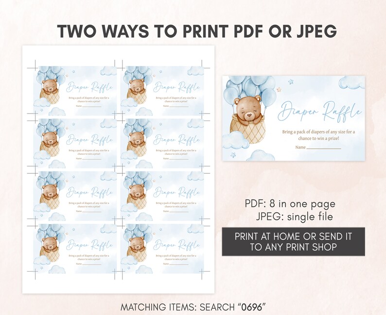 two ways to print a baby bear baby shower ticket