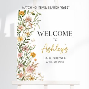 Editable Baby in Bloom Garden Baby Shower Welcome Sign, Wildflower Spring Baby Shower Welcome Poster, Baby in Bloom Floral Baby Shower, 0685 image 3