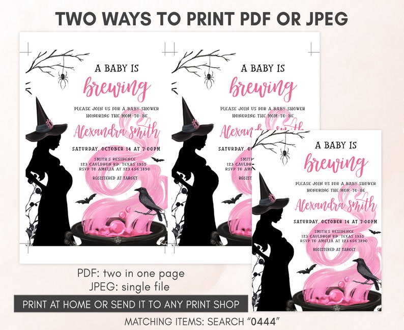 Editable Un bebé está preparando invitación de baby shower de Halloween, invitación de baby shower de Halloween para niña, plantilla de invitación de baby shower de bruja 0444 imagen 4