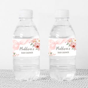 Floral Coquette Baby Shower Water Bottle Label