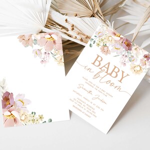 Editable Baby in Bloom Baby Shower Invitation Bundle, Spring Baby Shower Invite Set, Wildflower Baby Shower Invite, Floral Invitation, 0612 image 2