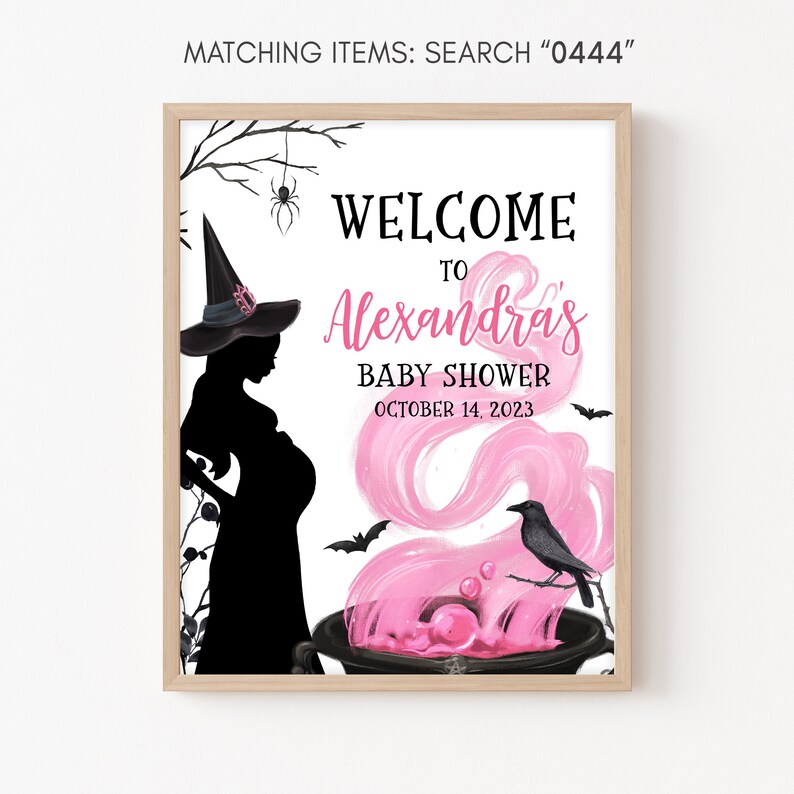 Editable A Baby is Brewing Halloween Baby Shower Welcome Sign, Girl Halloween Baby Shower Welcome Sign, Witch Baby Shower Sign Decor 0444 image 4