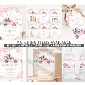 Bewerkbare roze winter bos baby shower games bundel, meisje bos winter baby shower game pack, roze baby het is koud buiten games, 0529 afbeelding 2