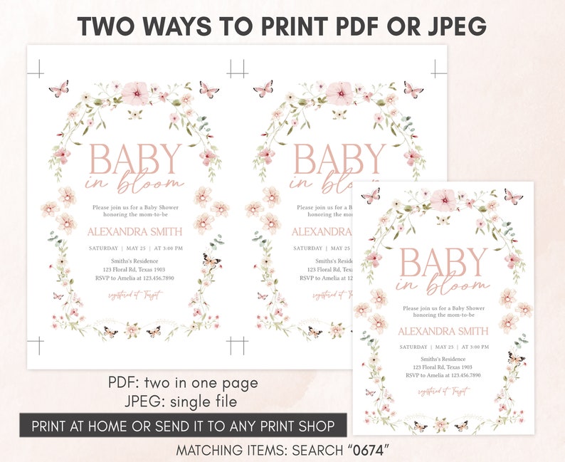 two baby shower cards with pink flowers on them