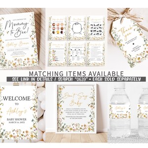 Editable Bee Baby Shower Bottle Label, Mommy to Bee Gender Neutral Baby Shower Water Label, Wildflower Bee Baby Shower Bottle Stickers, 0639 image 2