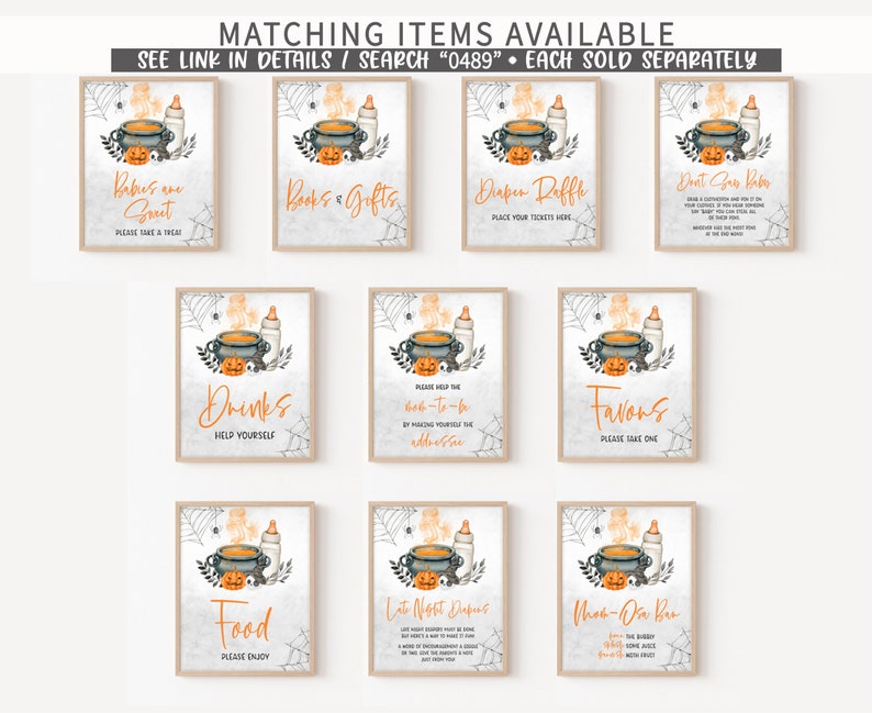 Editable A Baby is Brewing Halloween Baby Shower Invitation Bundle, Gender Neutral Halloween Baby Shower Invite Set, Witch Baby Shower, 0489 image 9