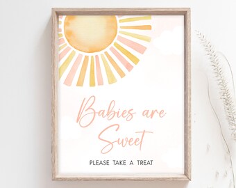 Babies Are Sweet Signs Sunshine Baby Shower, A Little Ray Of Sunshine Baby Shower Take a Treat Signs, You Are My Sunshine Baby Shower, 0753