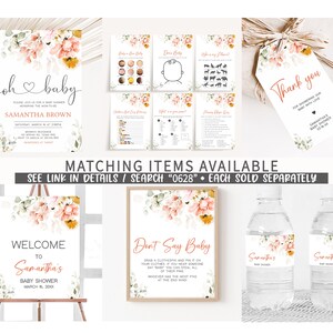 Editable Oh Baby Spring Baby Shower Welcome Sign, Spring Flowers Baby Shower Welcome Poster, Pink Floral Girl Baby Shower Sign Template 0628 image 2